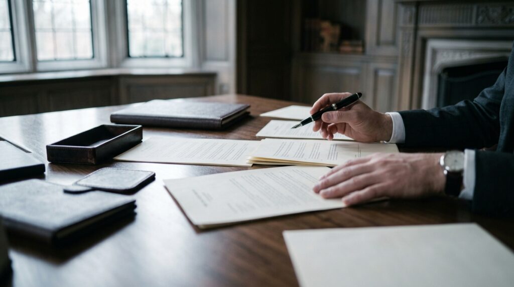 Hands reviewing documents during a professional negligence matter